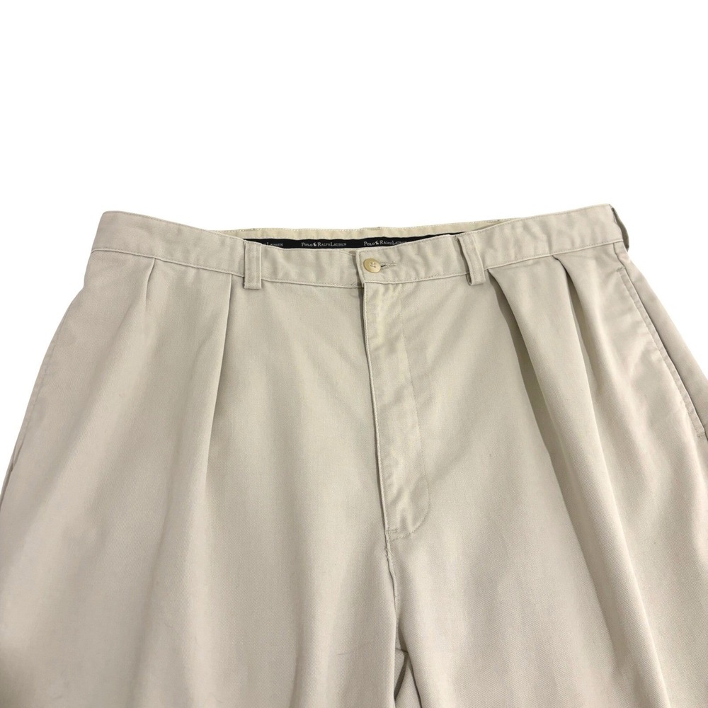 Polo Ralph Lauren Double Pleated Chino Pants Men XL 38x31 Tan Relaxed Fit Roomy